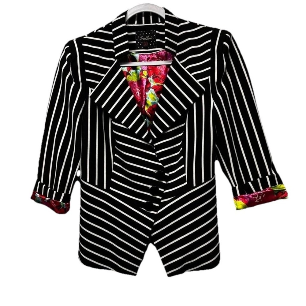 Iron Fist Size L Black & White Structured Blazer Strip Emo Dark Academia Cosplay